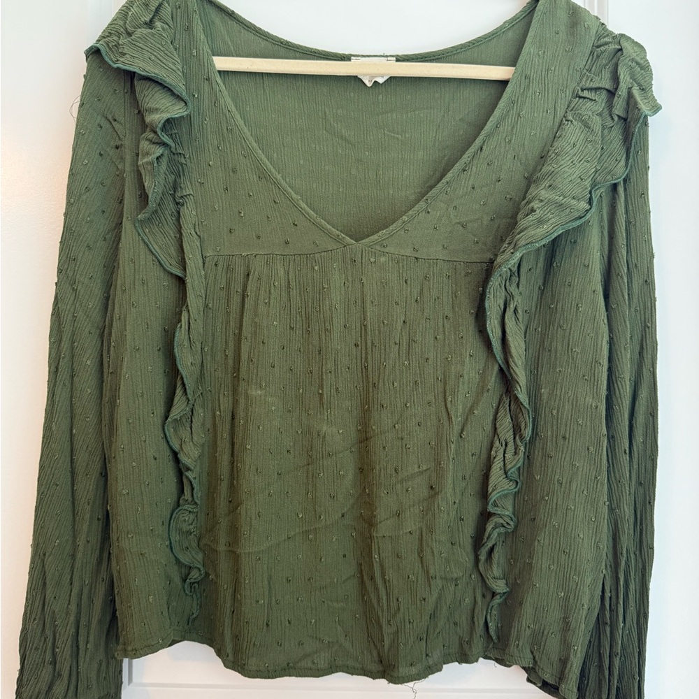 Green Ruffled Women's Top